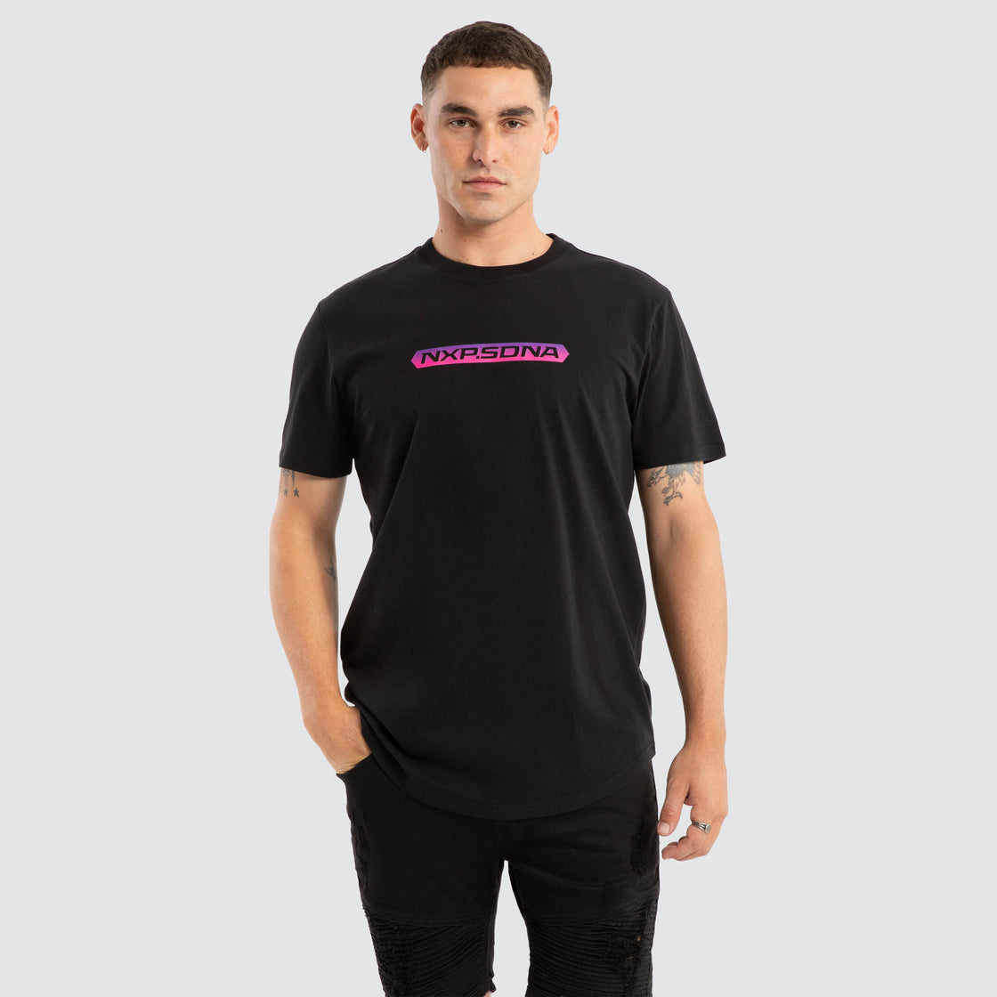 Score Dual Curved Tee - Jet Black