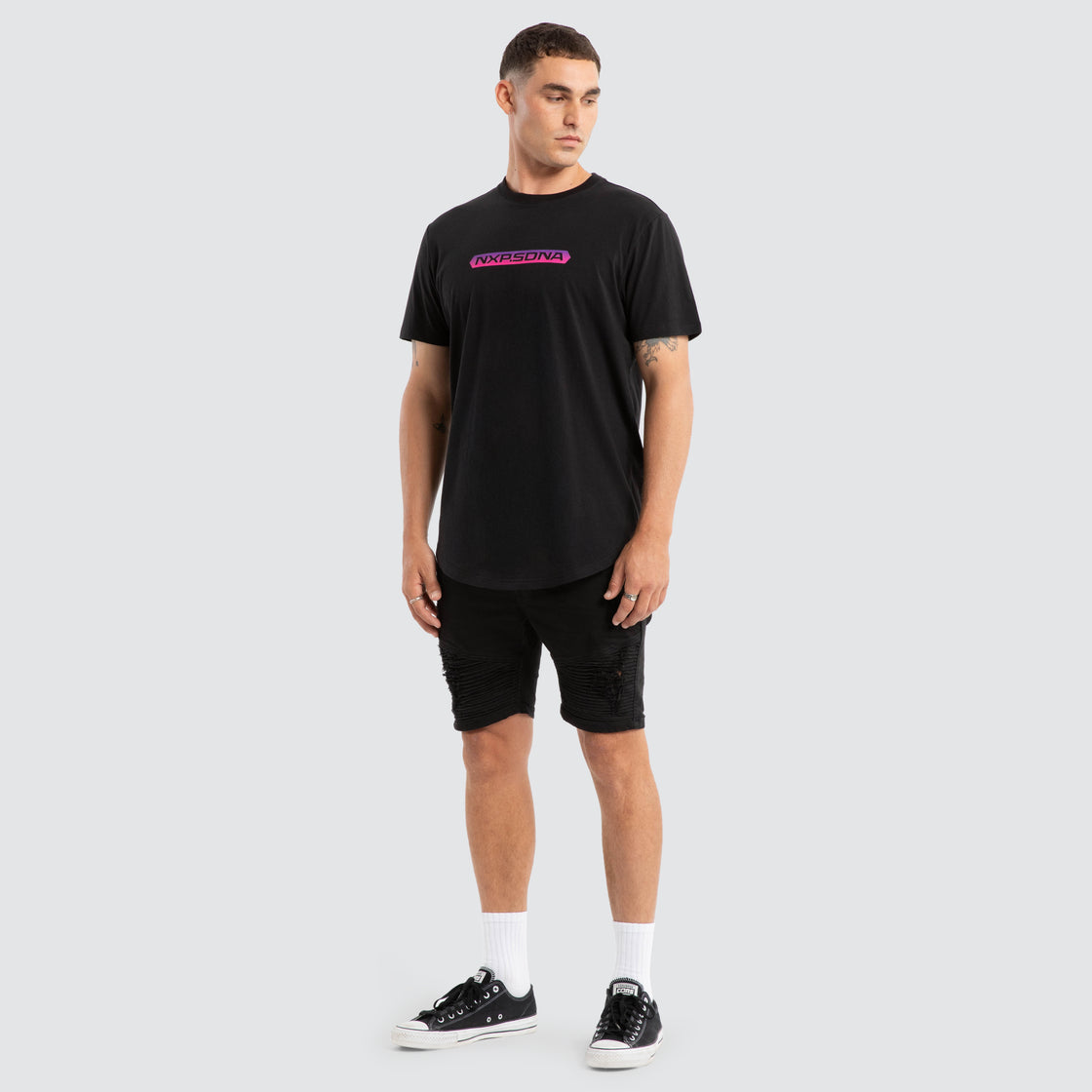 Score Dual Curved Tee - Jet Black