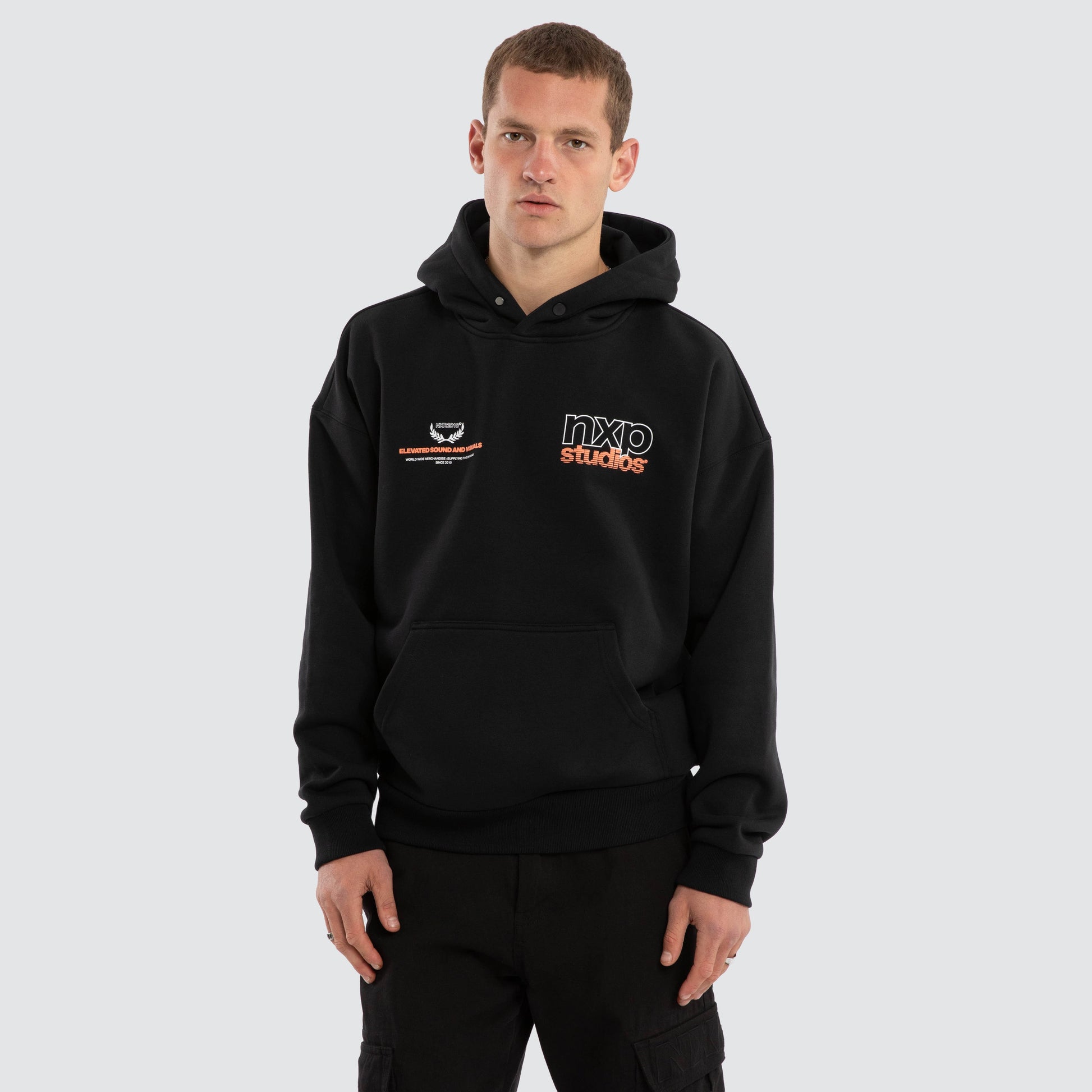 NXP Major Box Fit Hoodie Anthracite Black - detail view