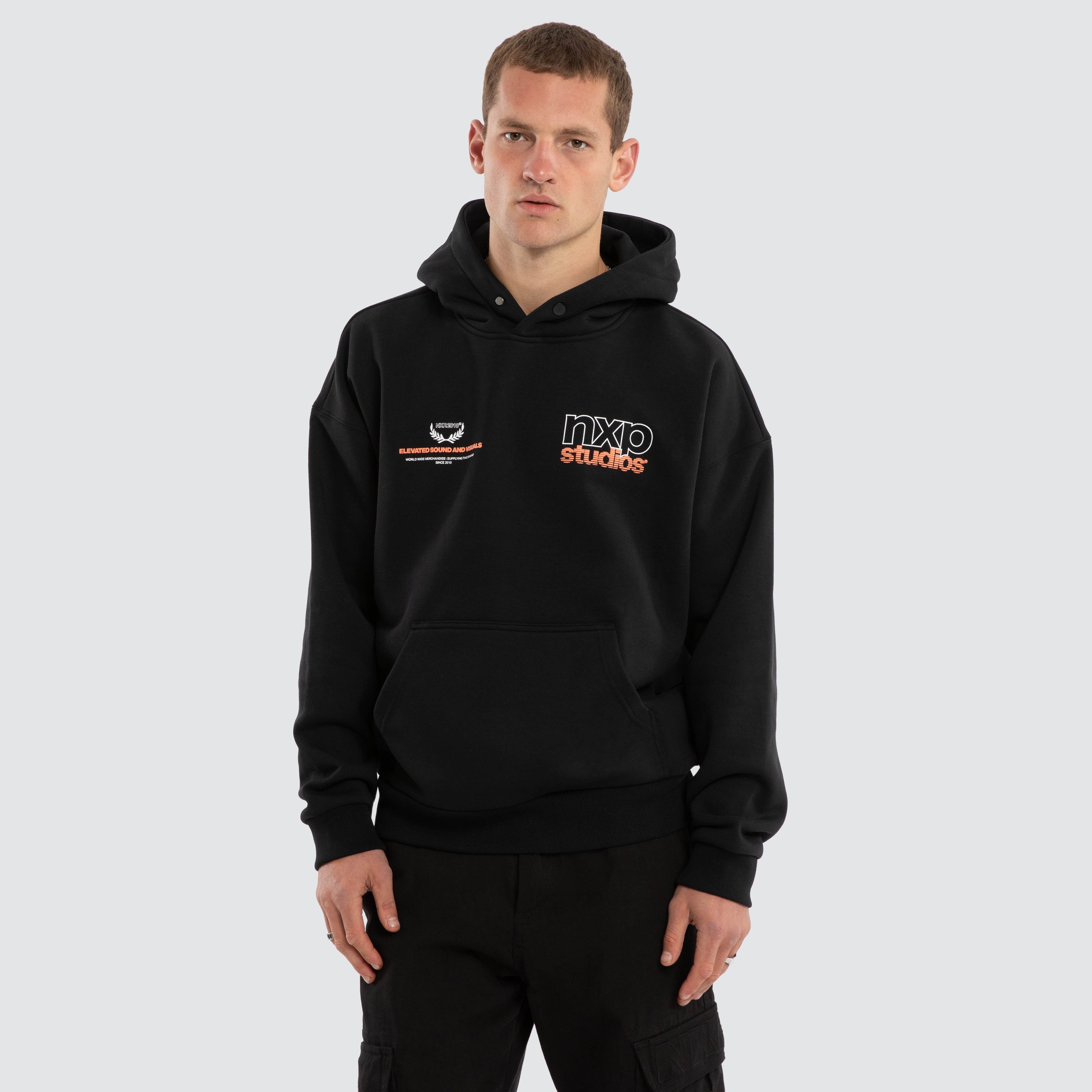 NXP Major Box Fit Hoodie Anthracite Black - detail view