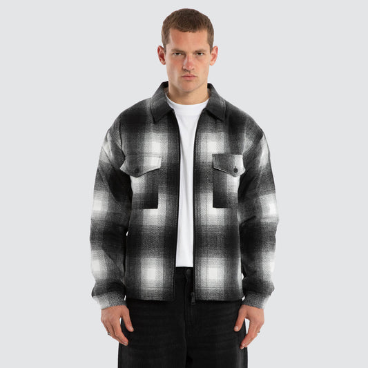 Rise Relaxed Jacket - Black / White Check - Catani Clothing