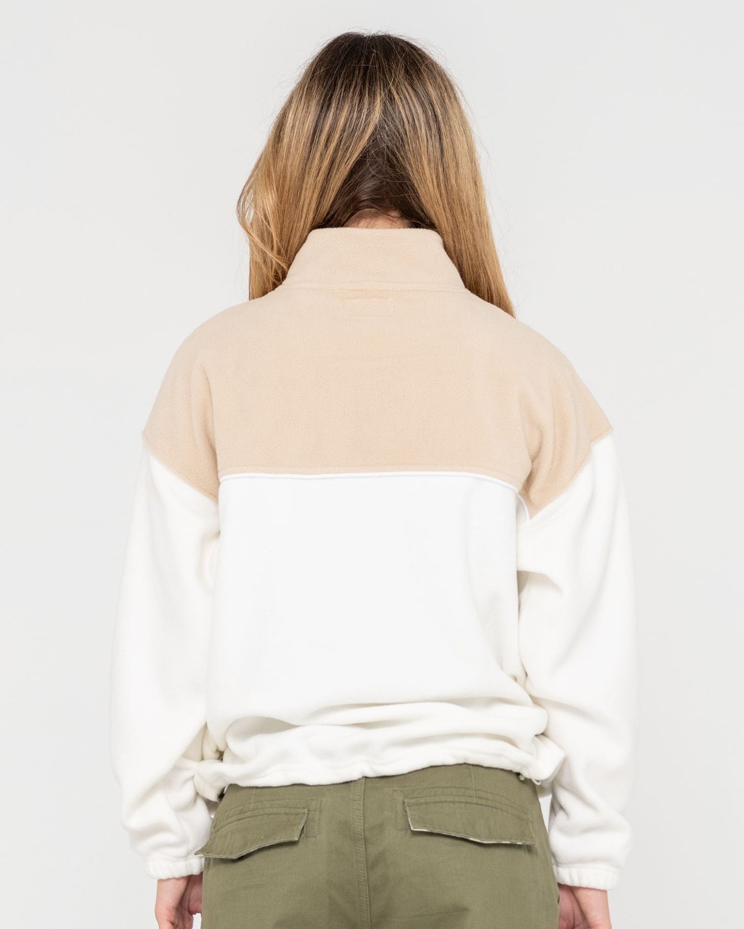 Tonal Division Half Zip Polar Fleece - Oat Brown