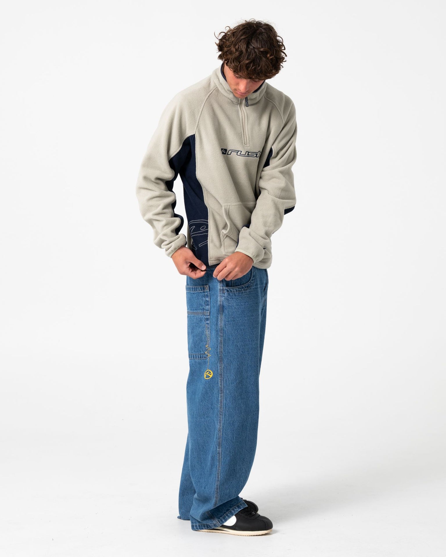Rusty Blizzard Quater Zip Polar Fleece - Abbey Stone (view 4)