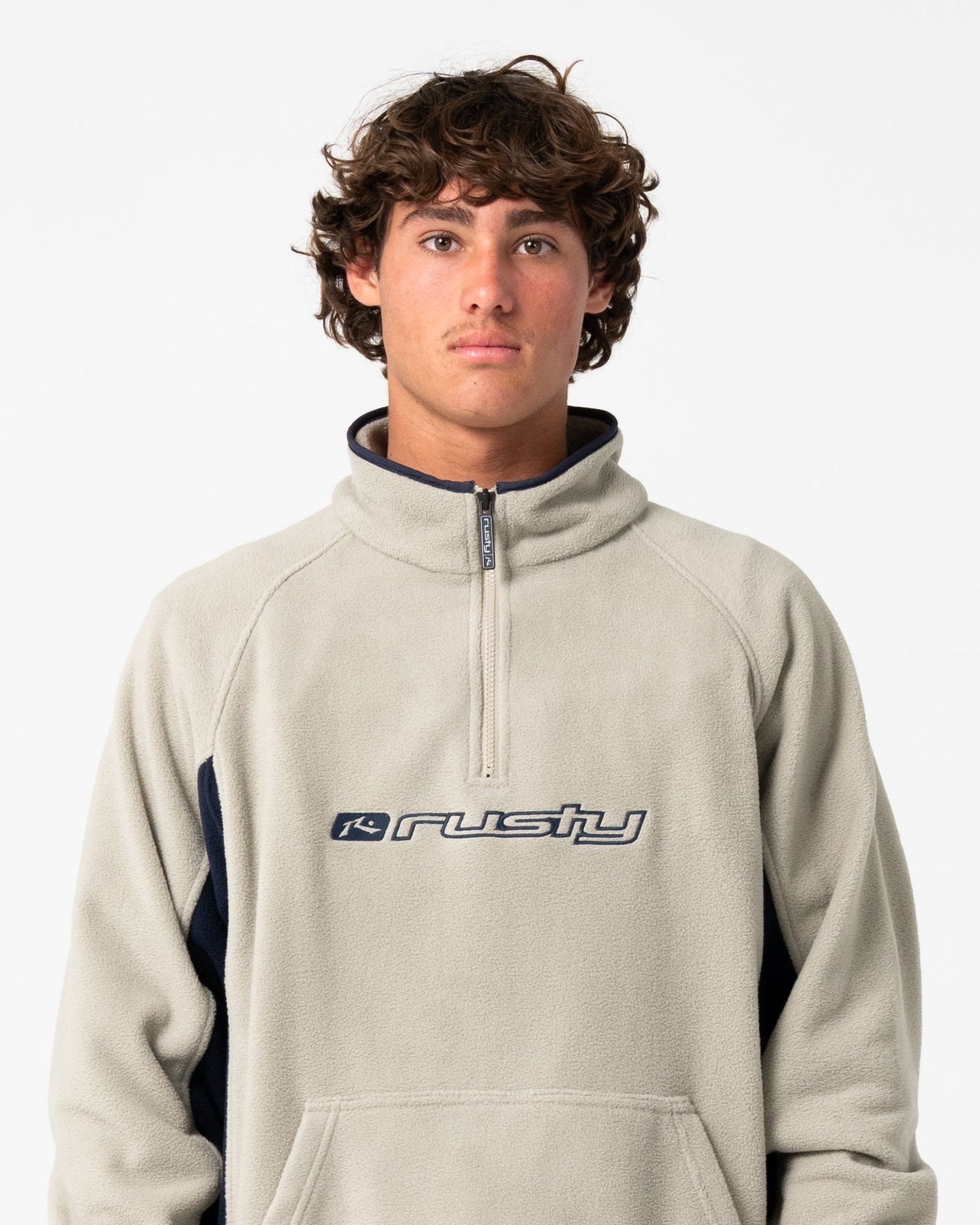 Rusty Blizzard Quater Zip Polar Fleece - Abbey Stone (view 5)