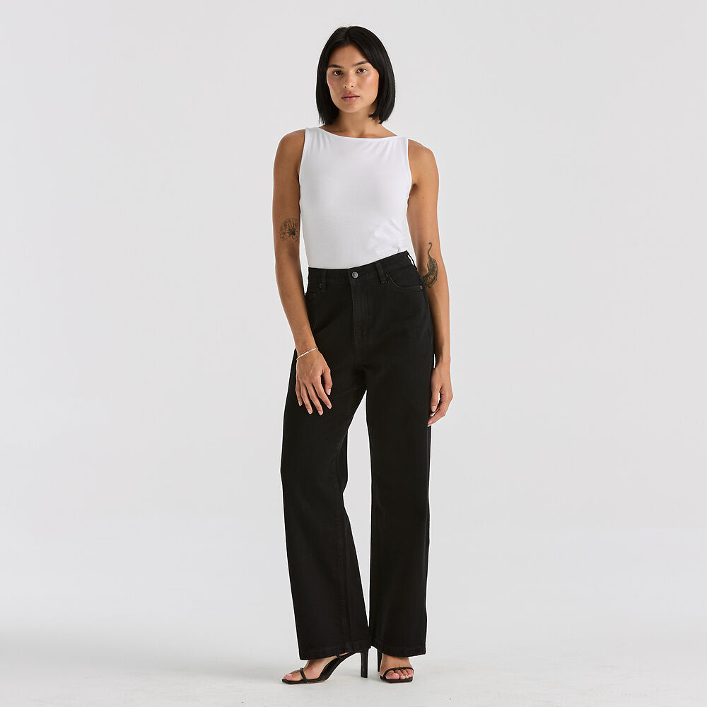 Hi Wide Jean - Washed Black - Catani Clothing