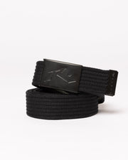 Rusty Ridgemont Belt - Black, front view of reversible webbing belt