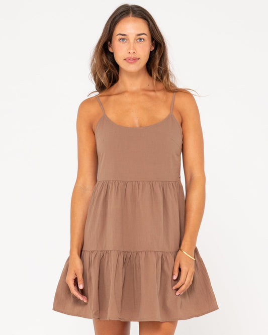 Heather Tiered Slip Dress - Cappuccino