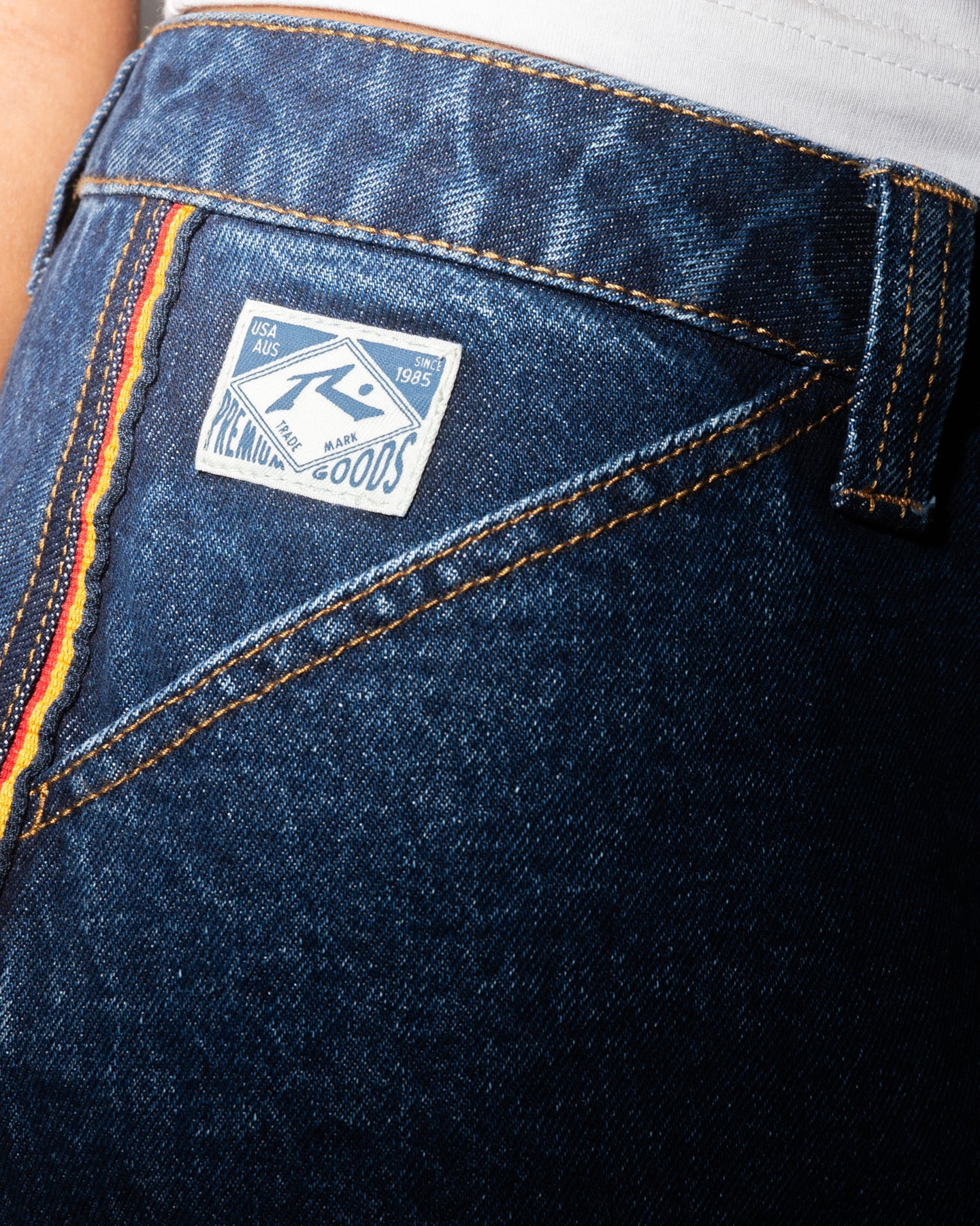 Flip Mommy Low Rise Mini Denim Skirt - Deep Sea Blue/ Orange