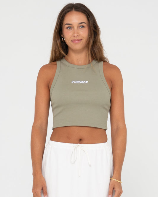 Rusty Contrast Racer Tank - Faded Pistachio