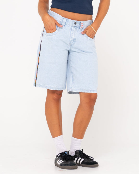 Flip Mommy Low Rise Wide Leg Denim Jort - Sky Blue