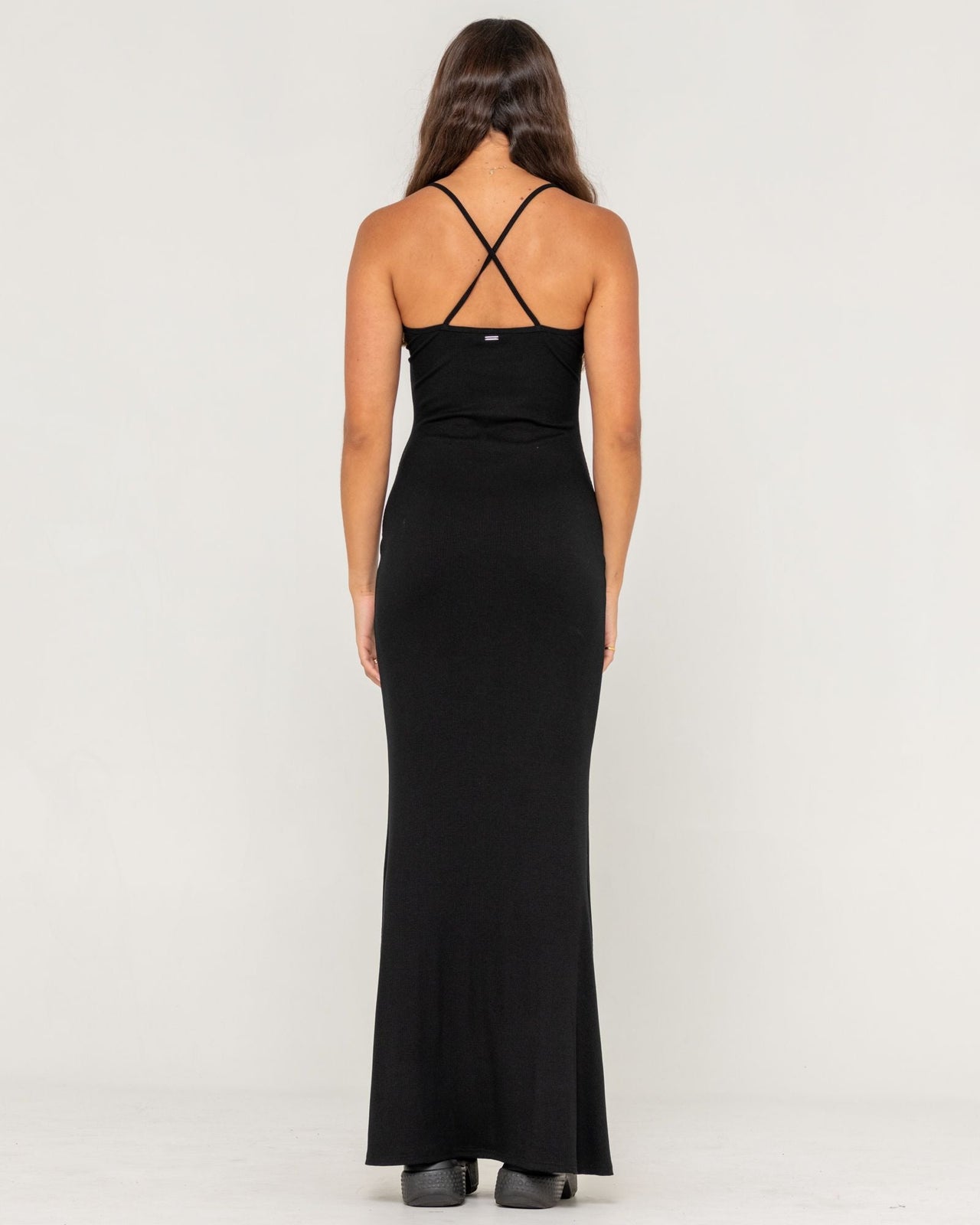 Nicky Fitted Slip Maxi Dress - Black