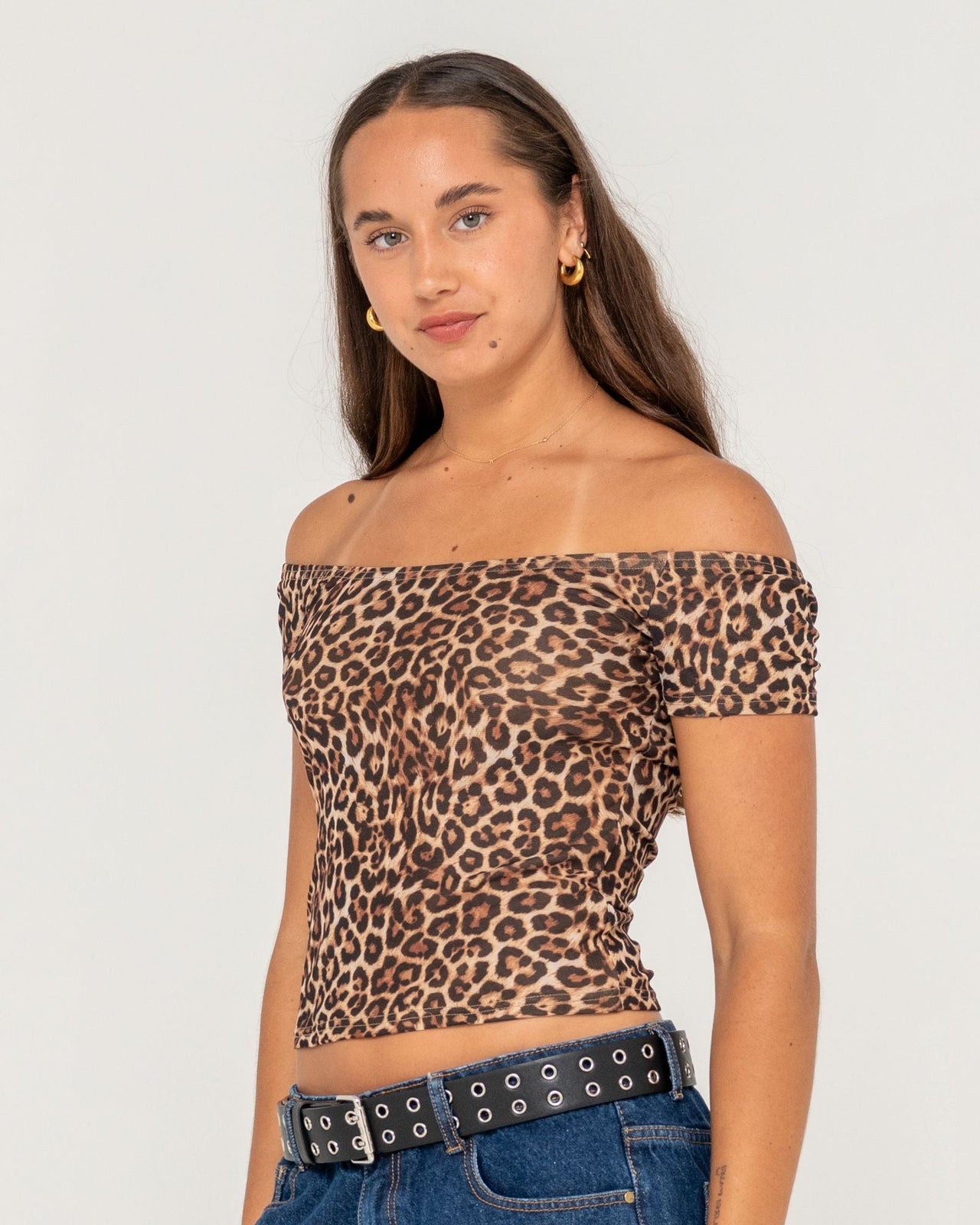 Rusty Ciao Bella Off Shoulder Top - Brown (view 3)