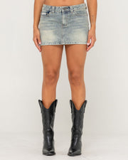 Dirty Mavericks Denim Mini Skirt - Dirty Dawg - Catani Clothing