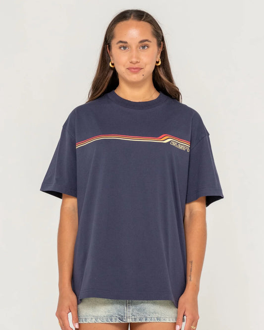 Wave Rider 2.0 Oversize Tee - Navy Blue