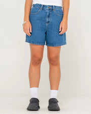 Cyprus High Denim Short - Middy Blue - Catani Clothing