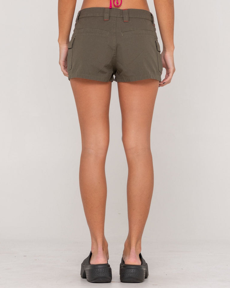 Rusty Tempo Low Rise Ripstop Cargo Short - Shadow Army (view 3)