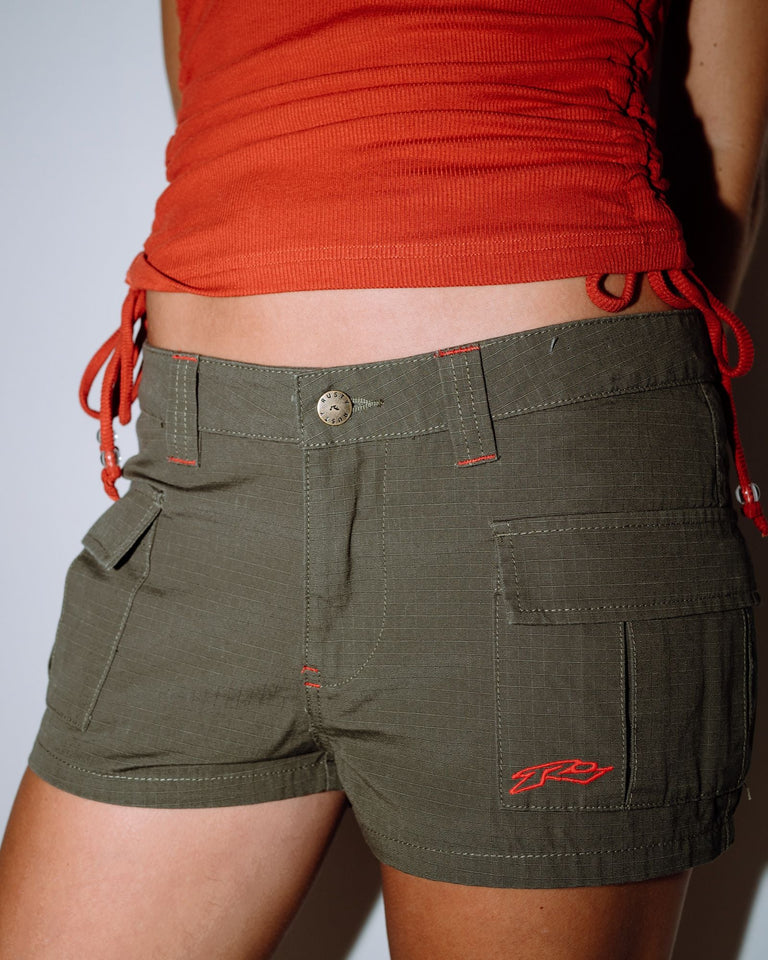 Rusty Tempo Low Rise Ripstop Cargo Short - Shadow Army (view 5)