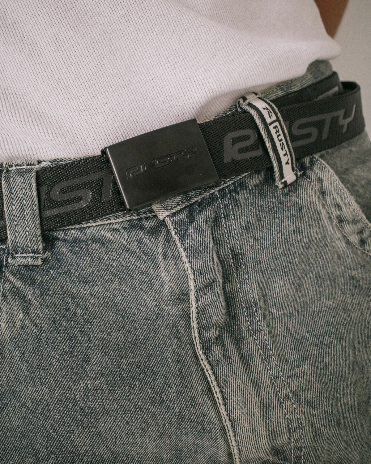 Rusty Flip Daddy Elastic Webbing Belt Black buckle