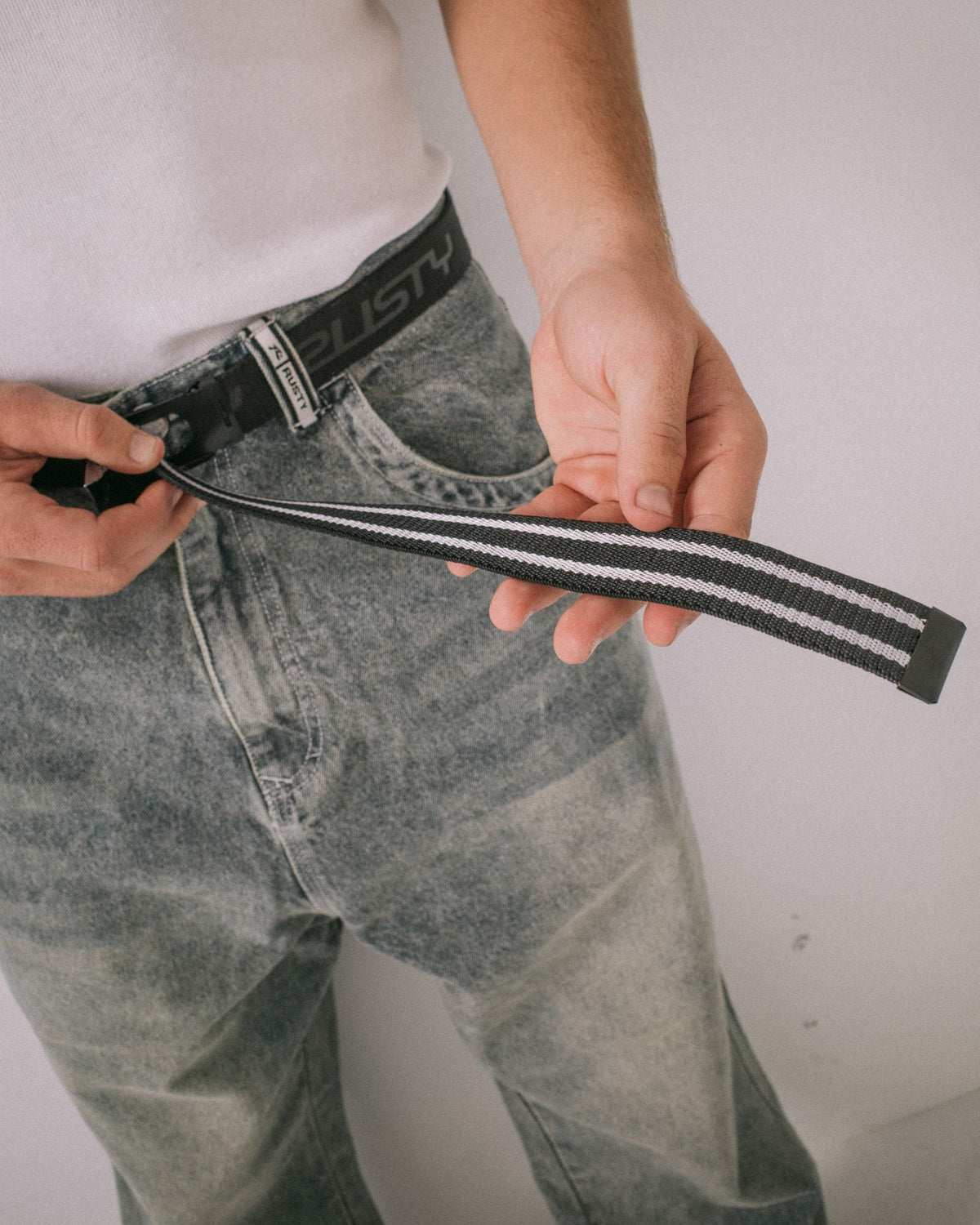 Rusty Flip Daddy Elastic Webbing Belt Black detail