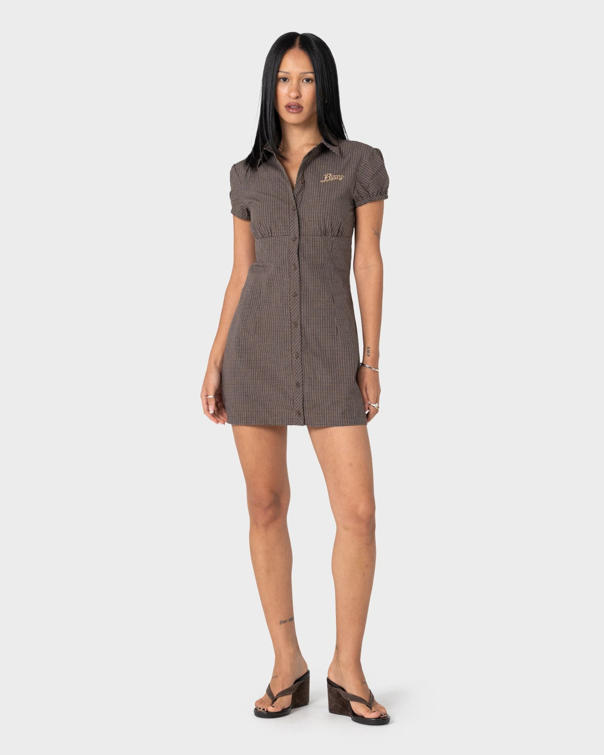 Rusty Missy May Mini Dress Java Plaid detail