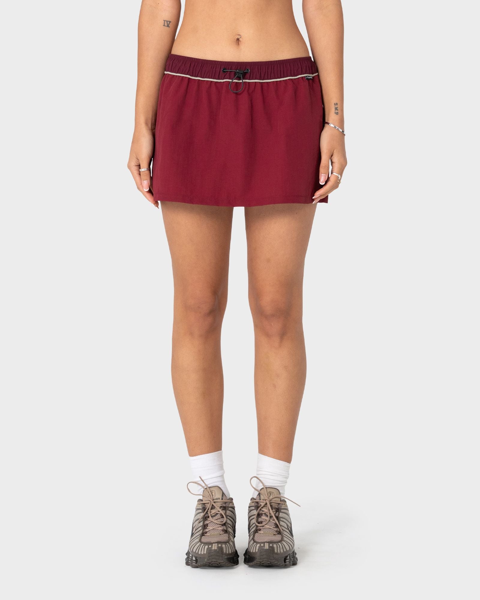 Breezy Wind Cheater Mini Skirt - Cranberry