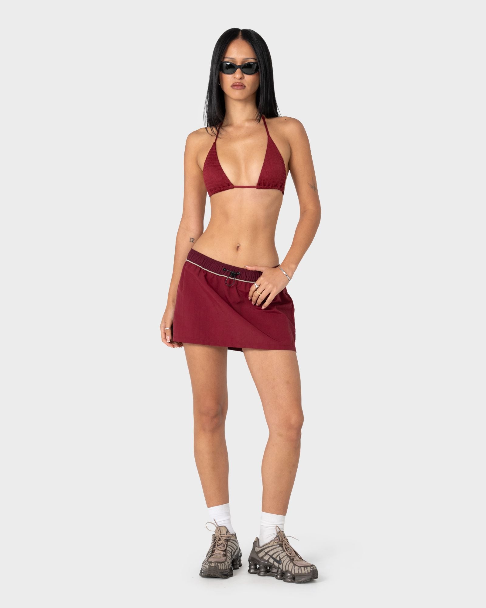 Breezy Wind Cheater Mini Skirt - Cranberry