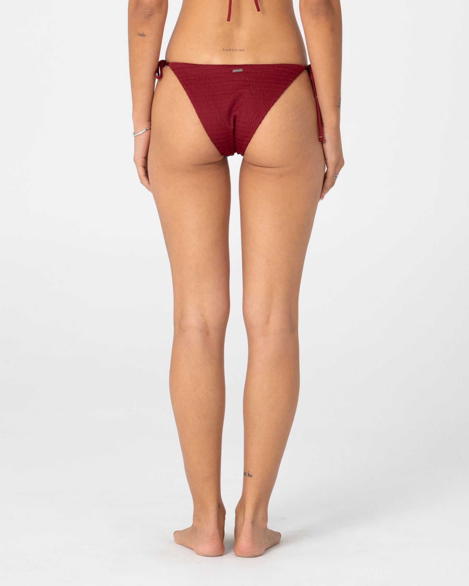 Cedar Midi Side Ties Bikini Bottom - Cranberry