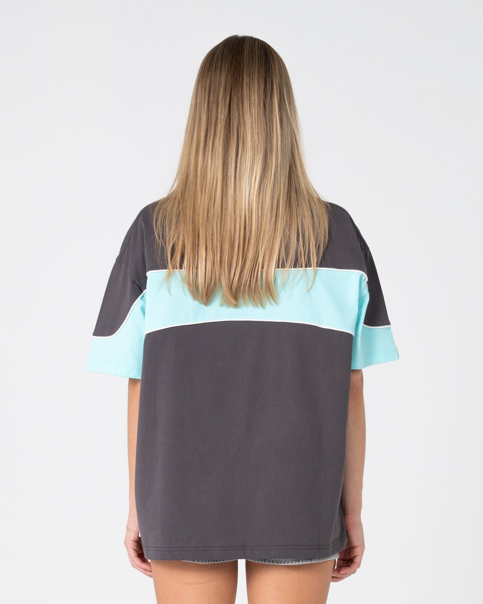 Kinetic Oversize Tee - Carbon / Aqua