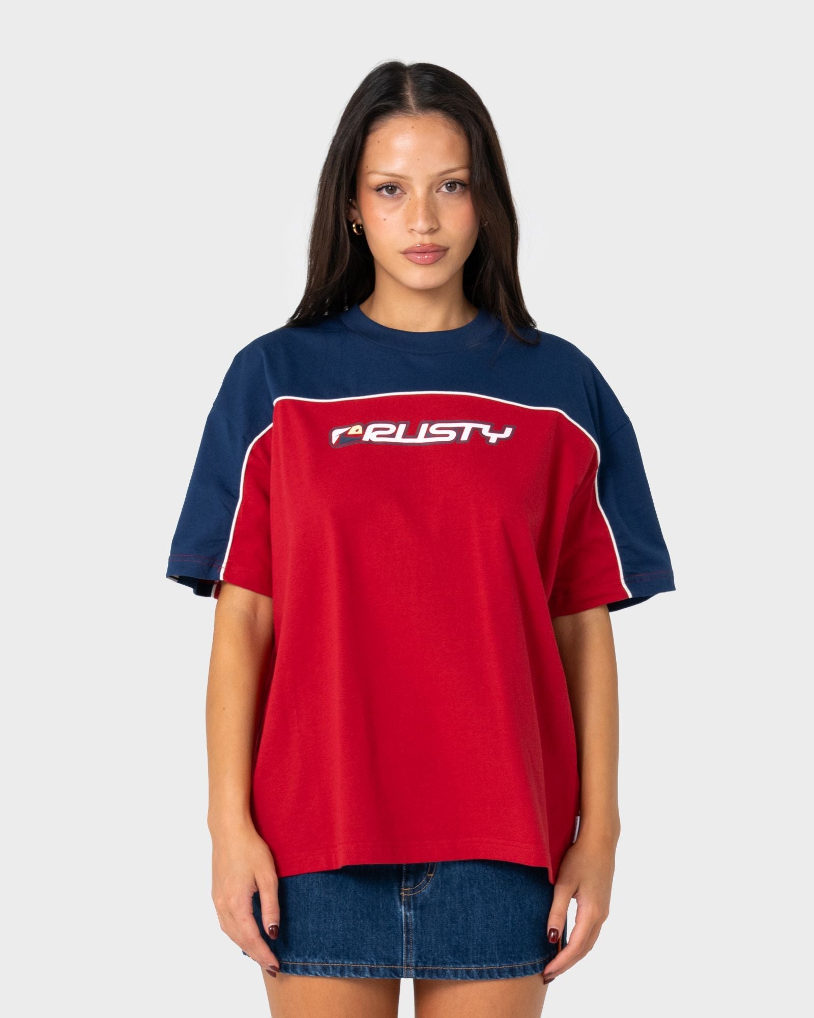 Archived Ops Oversize Short Sleeve Tee - Cranberry / Navy