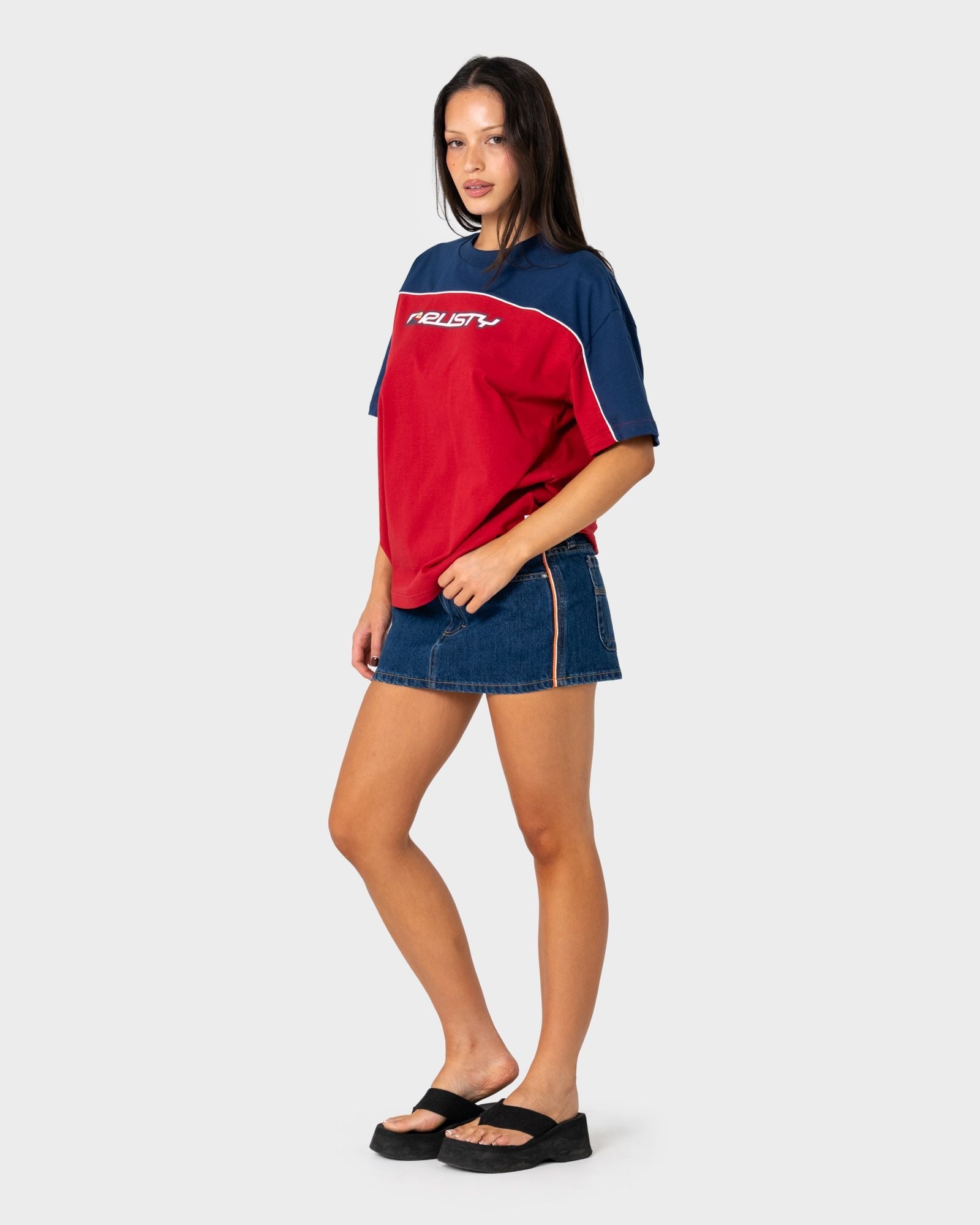 Archived Ops Oversize Short Sleeve Tee - Cranberry / Navy