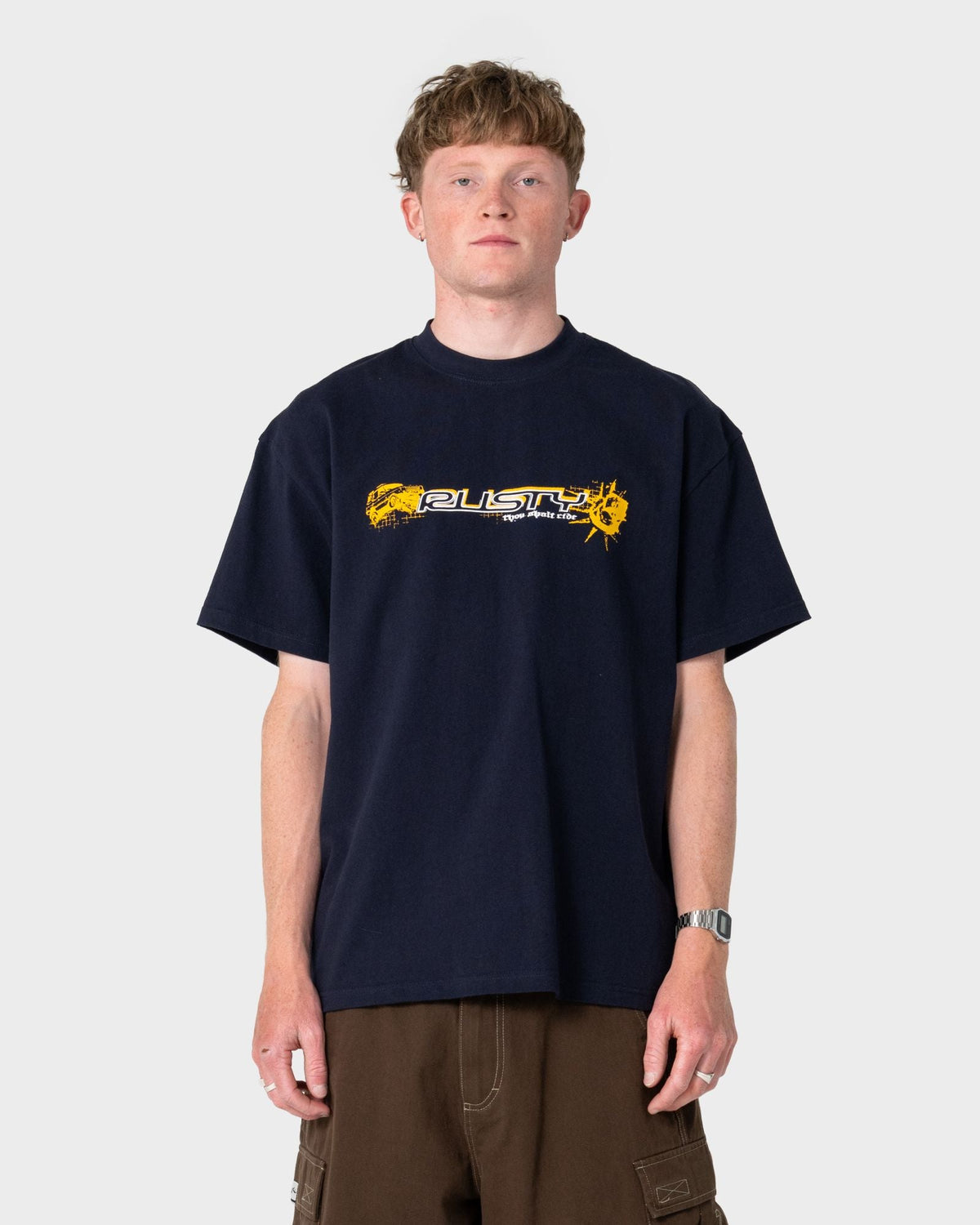 Rusty Four By Four Short Sleeve Tee in Dark Blue