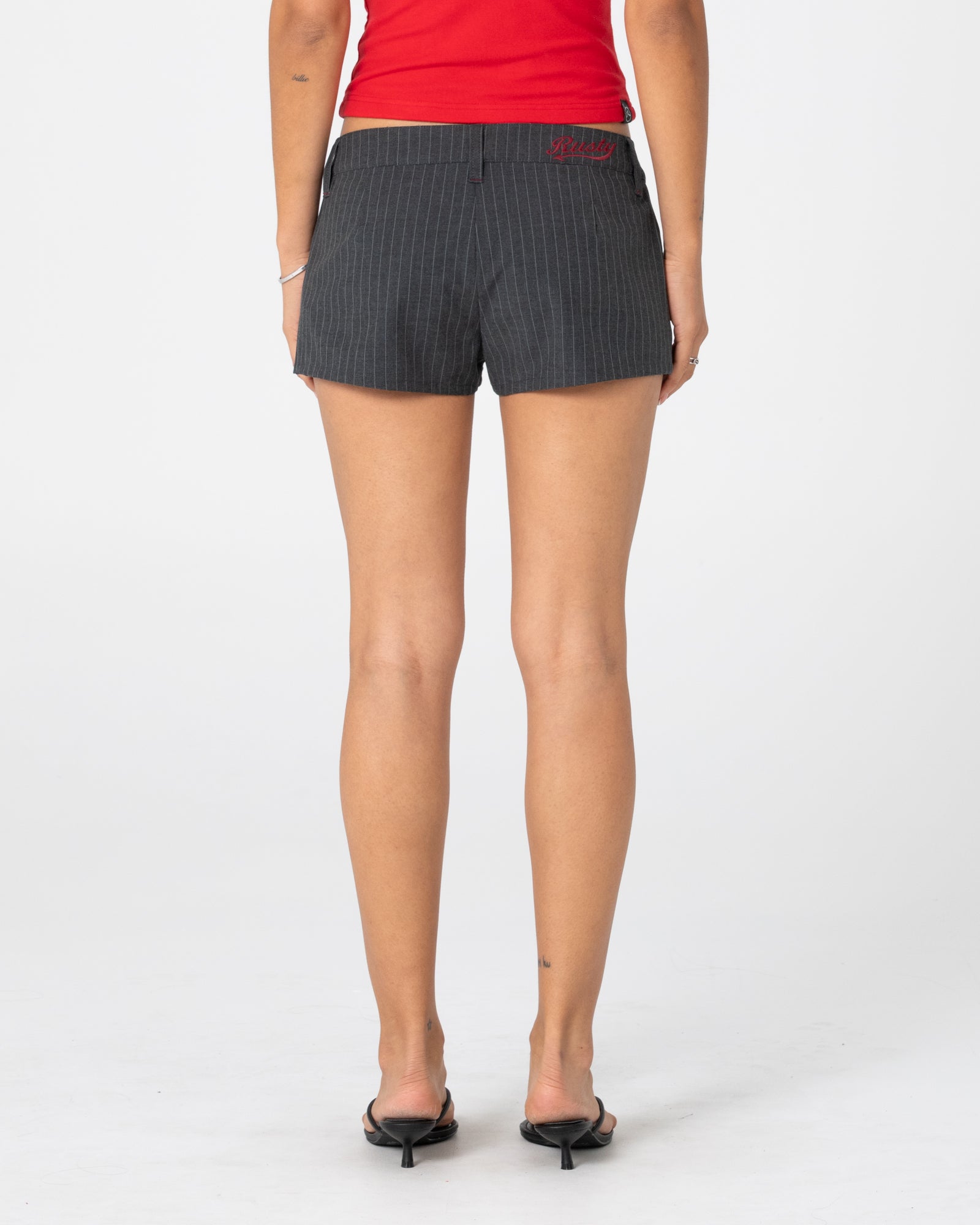 Finance Mummy Low Rise Suit Short - Grey Pin Stripe
