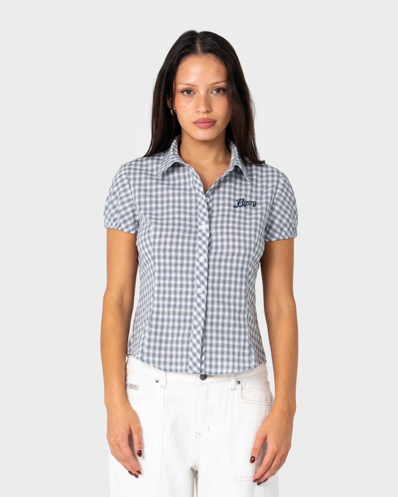 Missy May Check Shirt - Navy / Cream Check