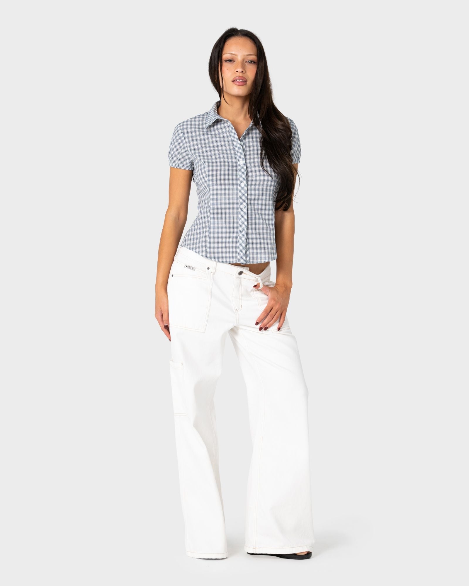 Missy May Check Shirt - Navy / Cream Check
