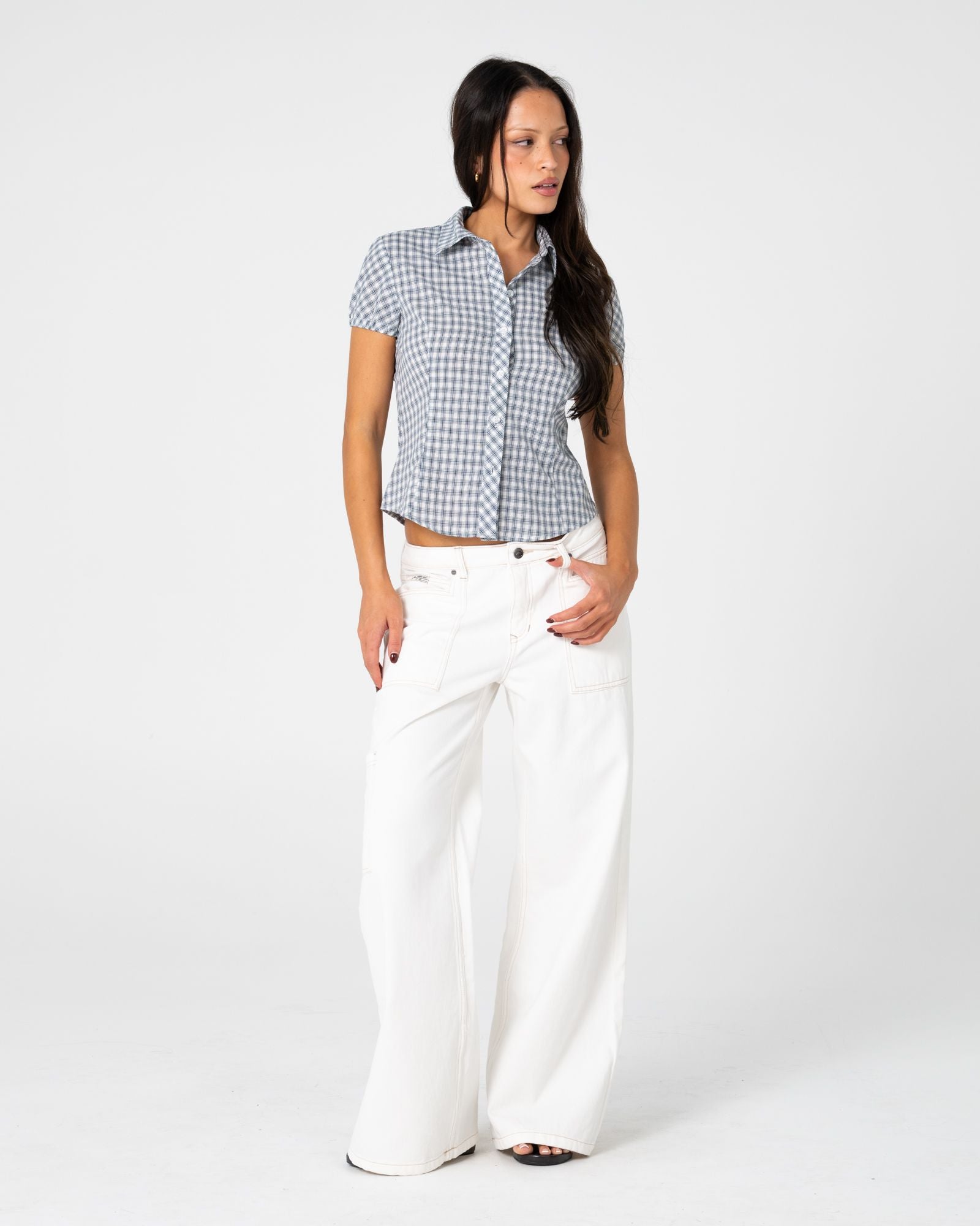 Missy May Check Shirt - Navy / Cream Check