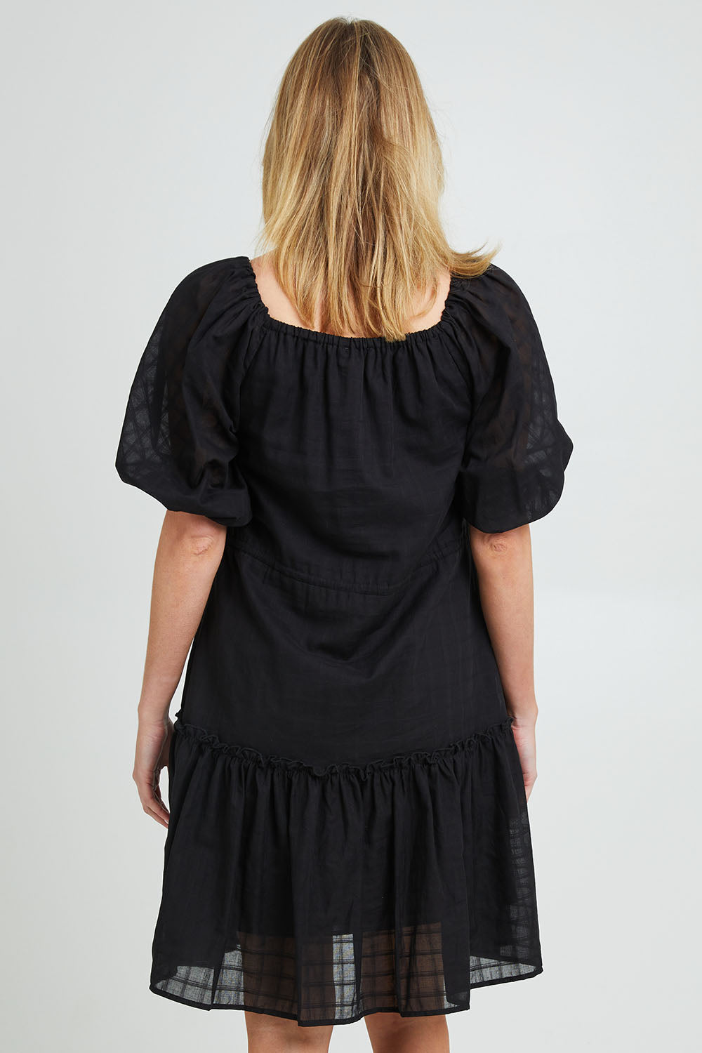 SASS Ruby Tiered Midi Dress in black - back