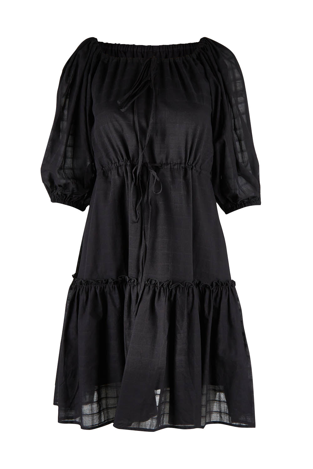 SASS Ruby Tiered Midi Dress in black - product front