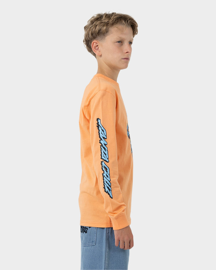Decaying Hand Centre Strip LS Tee - Orange