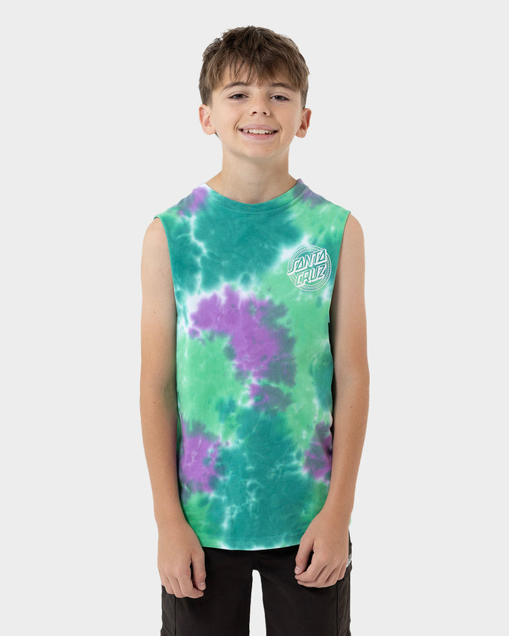 Industrial Dot Mono Muscle - Light Green Tie Dye