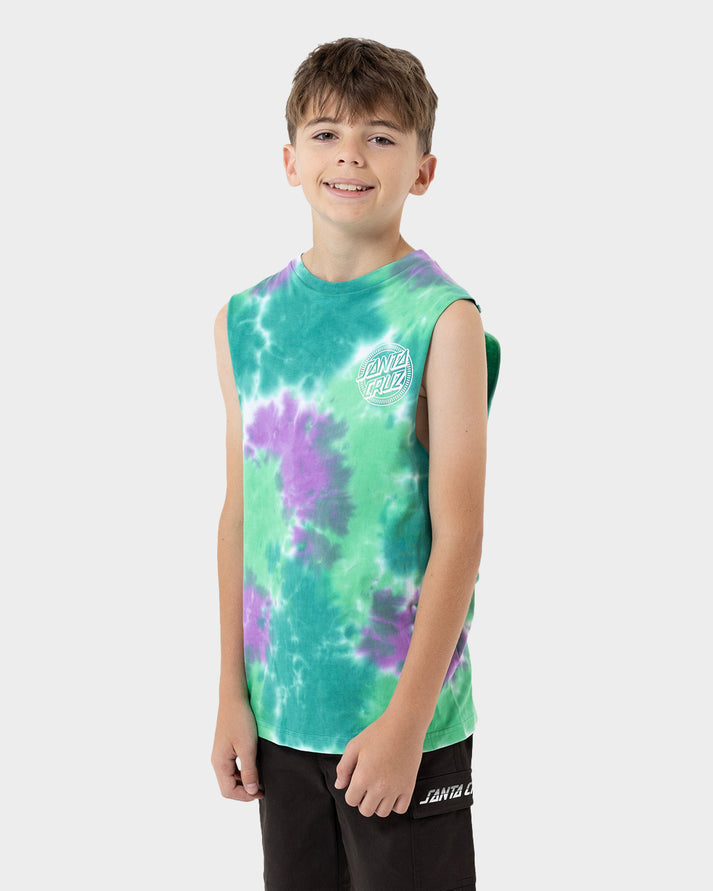 Industrial Dot Mono Muscle - Light Green Tie Dye