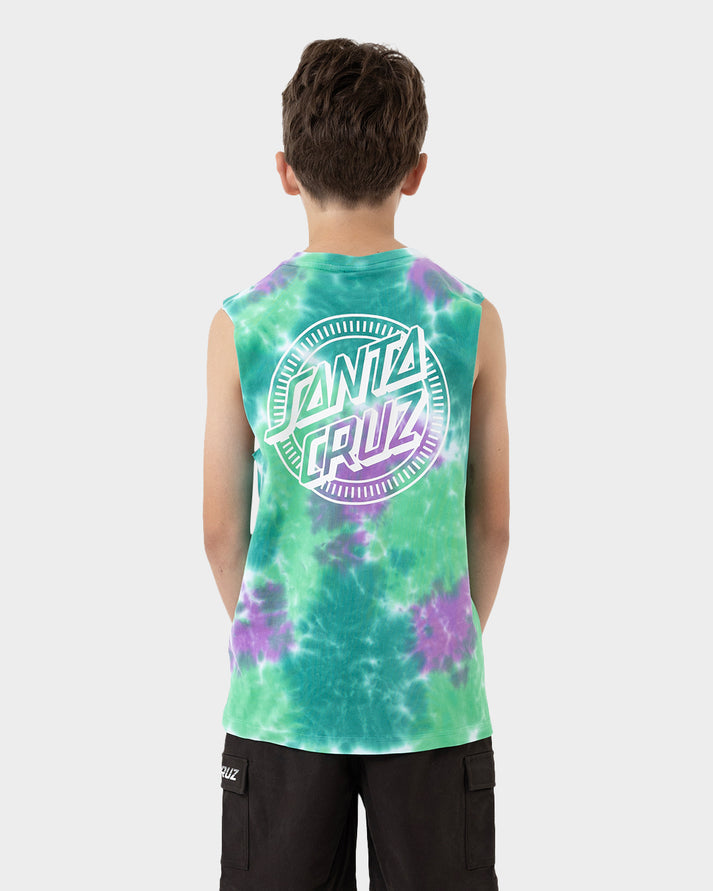 Industrial Dot Mono Muscle - Light Green Tie Dye