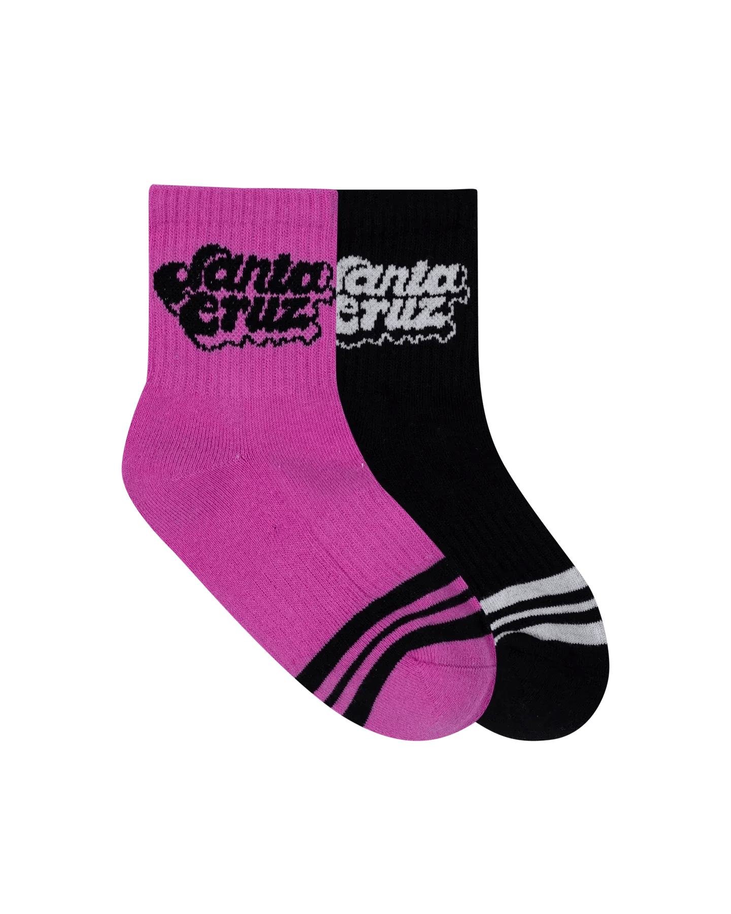 Santa Cruz Groovy Stack Mid Sock 2 pack in black and pink