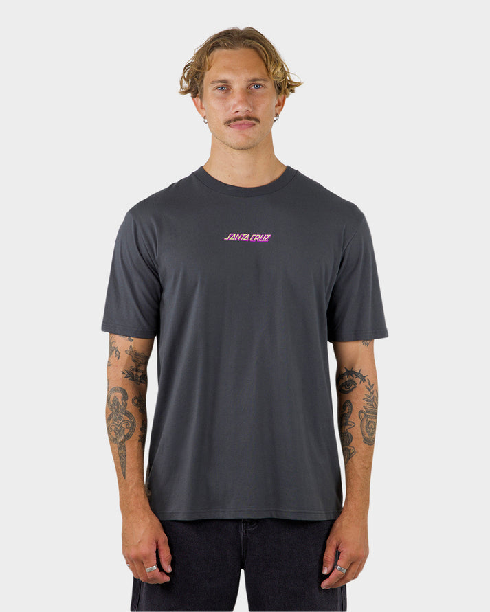 Screaming Hand Strip Front Tee - Washed Black - Catani Clothing