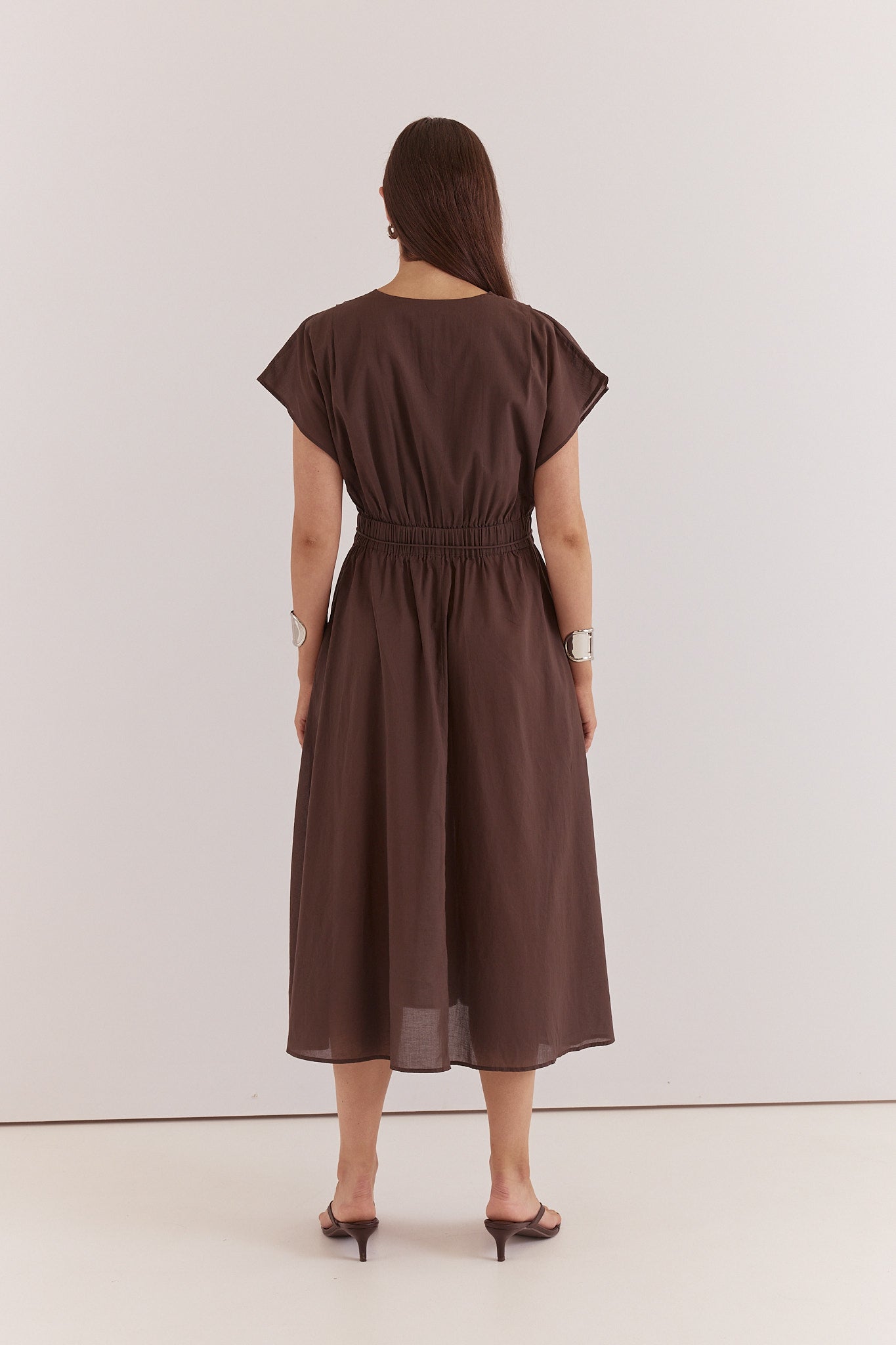 Nazalia Tie Waist Dress - Chocolate