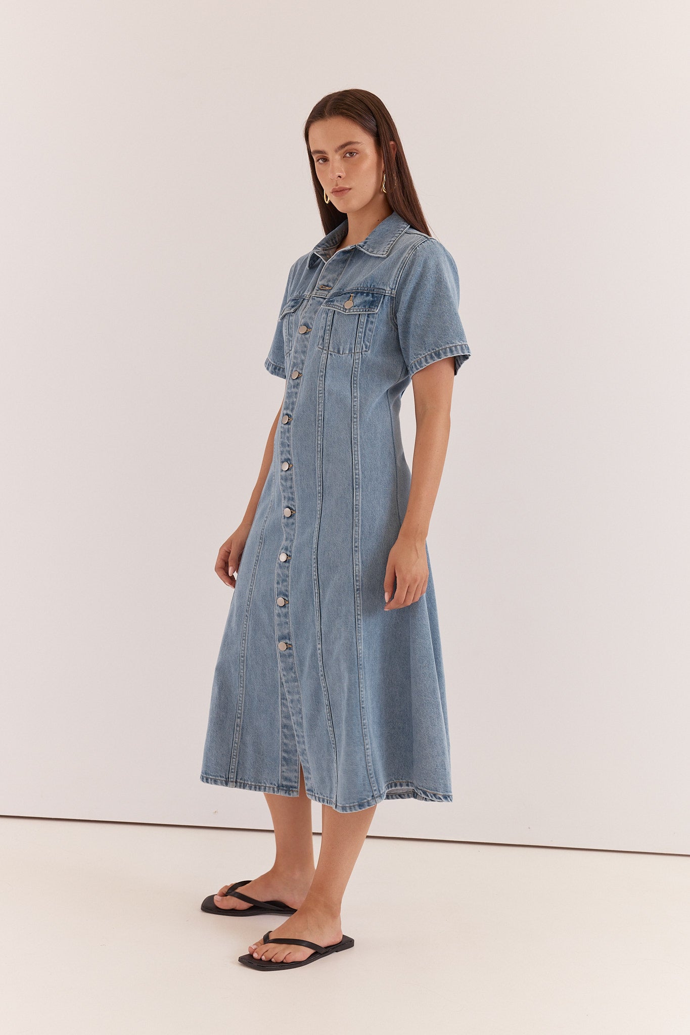Kara Denim Midi Dress - 90'S Blue