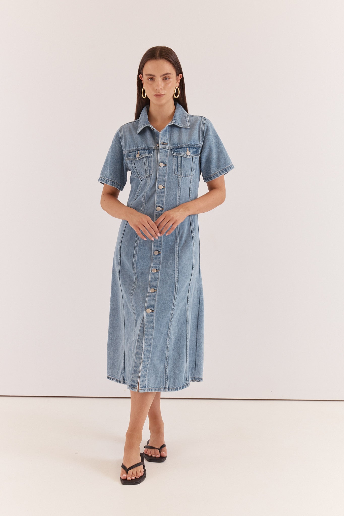 Kara Denim Midi Dress - 90'S Blue