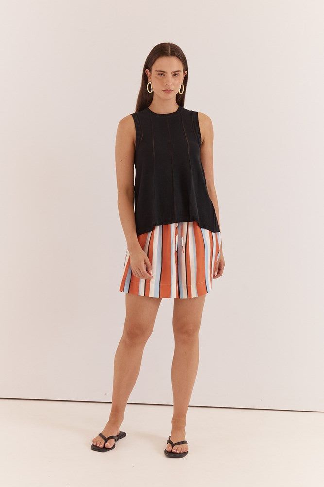 Sarah Relaxed Short - Multi Stripe Print