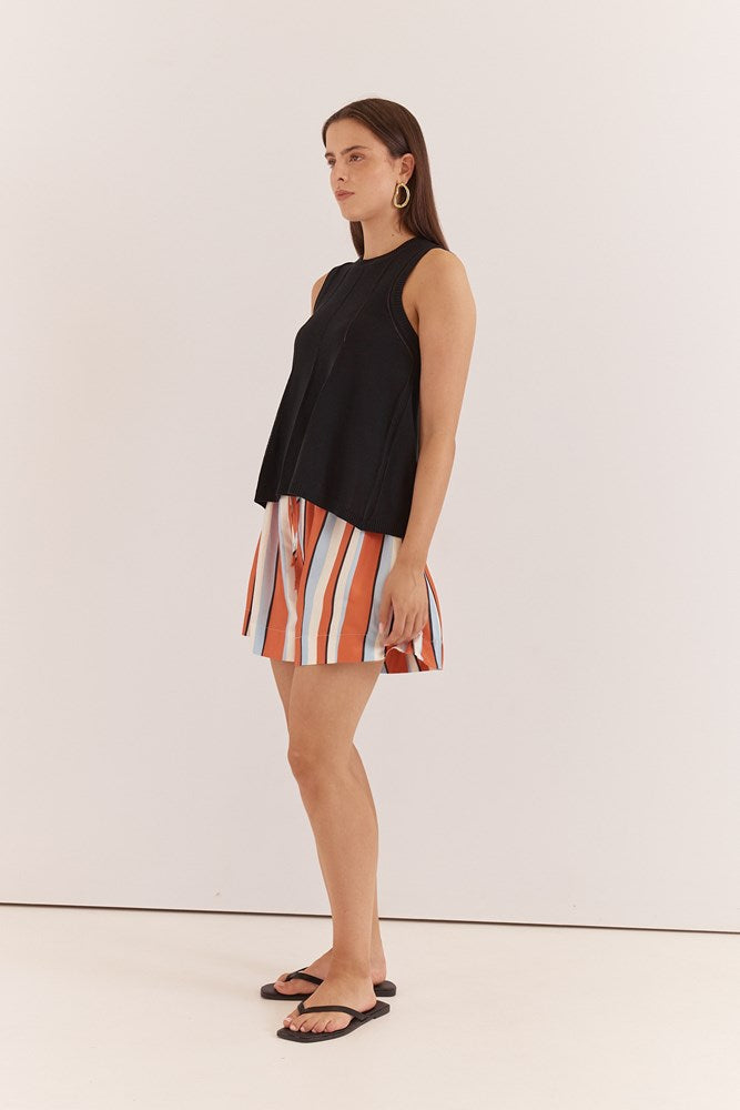 Sarah Relaxed Short - Multi Stripe Print