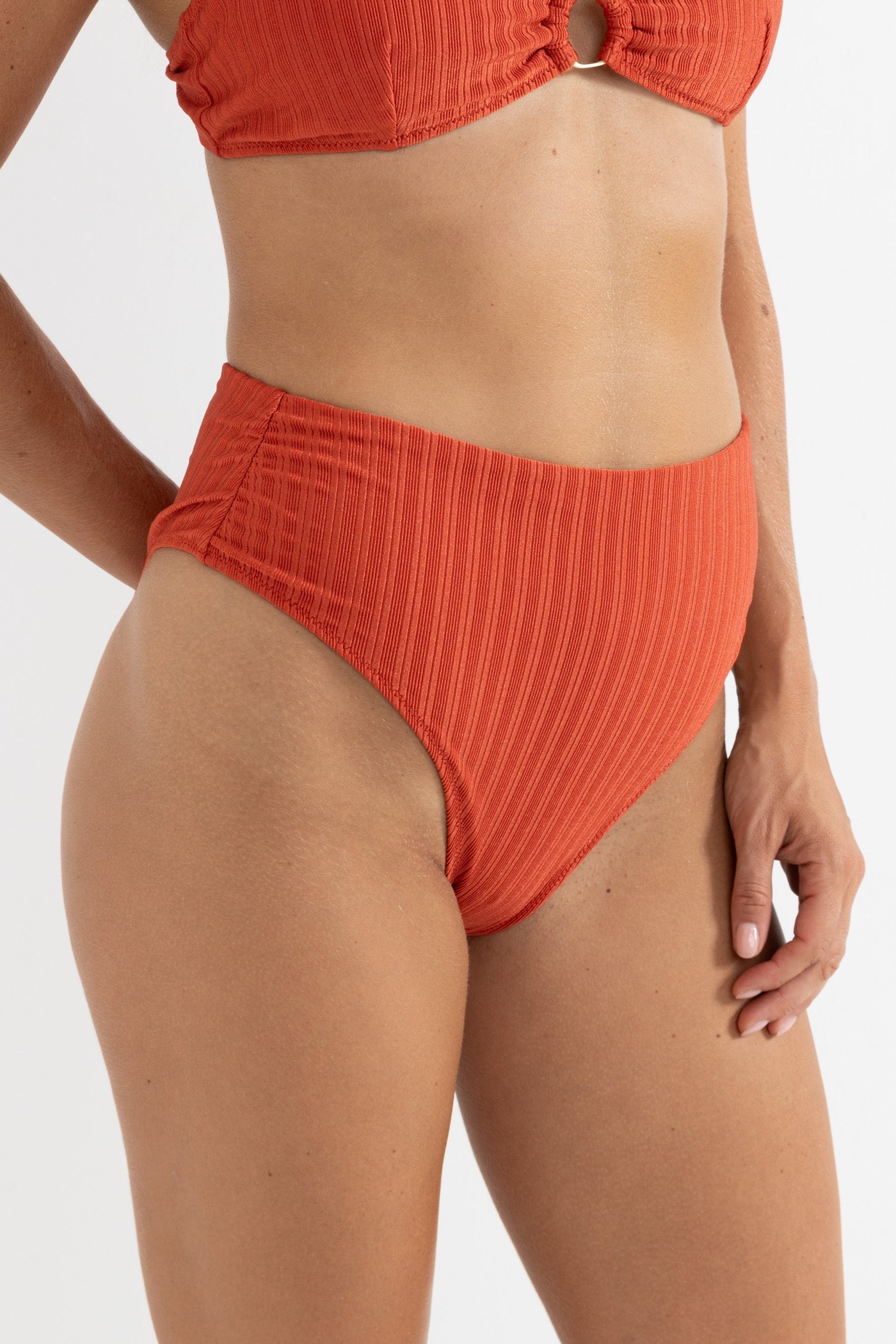 Pacific Rib Gathered Hi Waist Pant - Fire