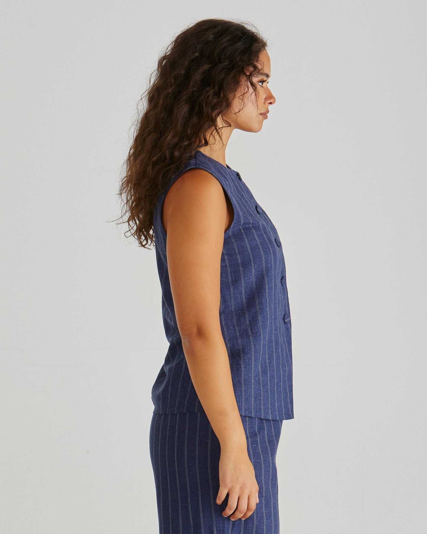 Petra Vest - Navy Pinstripe